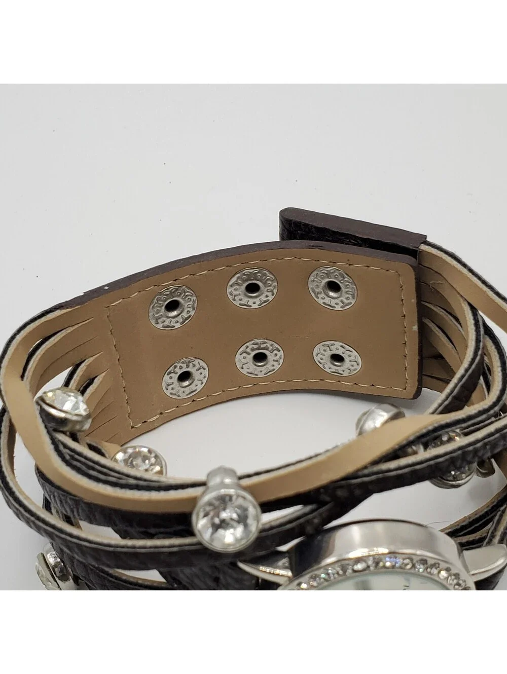 Maunces Womens Quartz Watch Strip Leather Cuff  New Battery